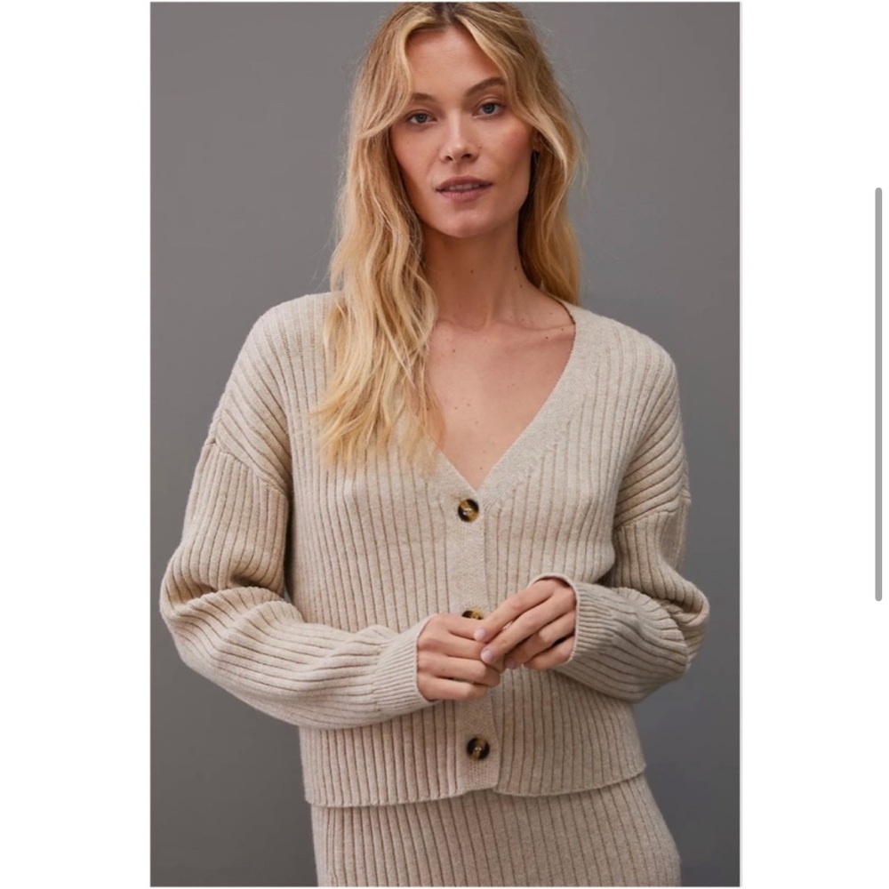 Anthropologie Saturday Sunday Niza Knit Cardigan tan